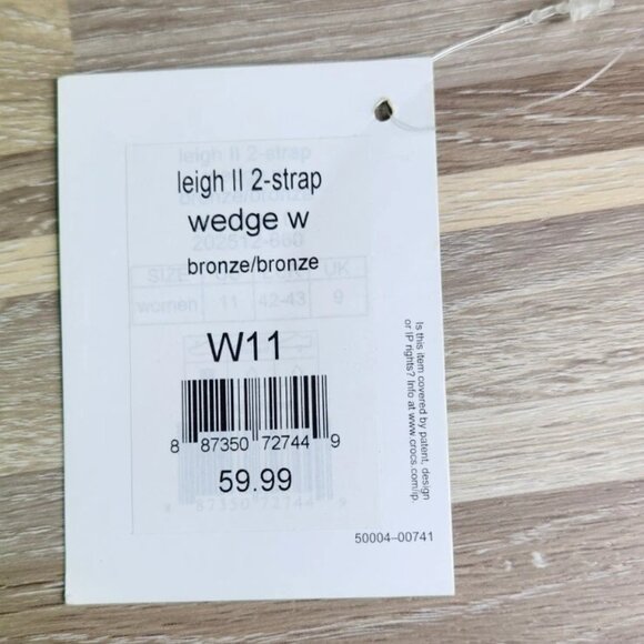 Crocs Leigh 2 Strap Wedge Sandals 11w Bronze Dual Comfort Women's Fashion Shoes - Picture 9 of 16